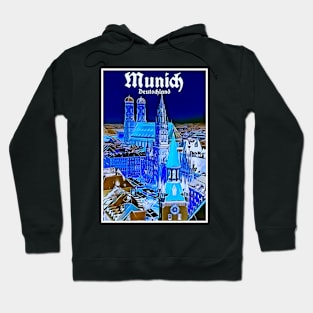 Munich Deutschland Nighttime Travel and Tourism Advertising Print Hoodie